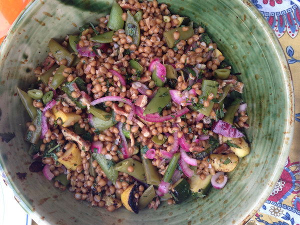 Wheatberry Salad Zucchini and Snap Peas